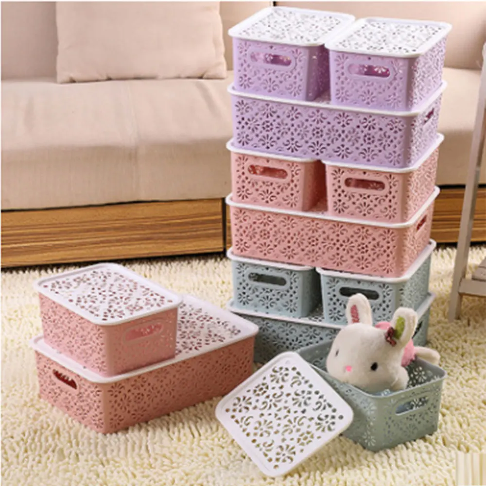 

Hollow Out Desktop Underwear Storage Box Drawer Plastic Sorting Box Household Cover Bra Underwear Storage Box 1PC