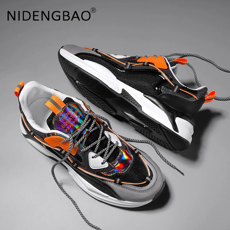 2022 Men's Sneakers Mesh Breathable Anti Skid Outdoor Walking Jogging Running Sports Shoes Comfortable Male Casual Chunky Shoes