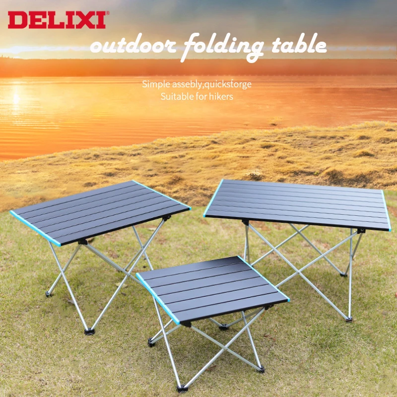 

DELIXI Outdoor Aluminum Alloy Fast Group Folding Table Camping Picnic Portable Folding Table Barbecue Table Small Dining Table