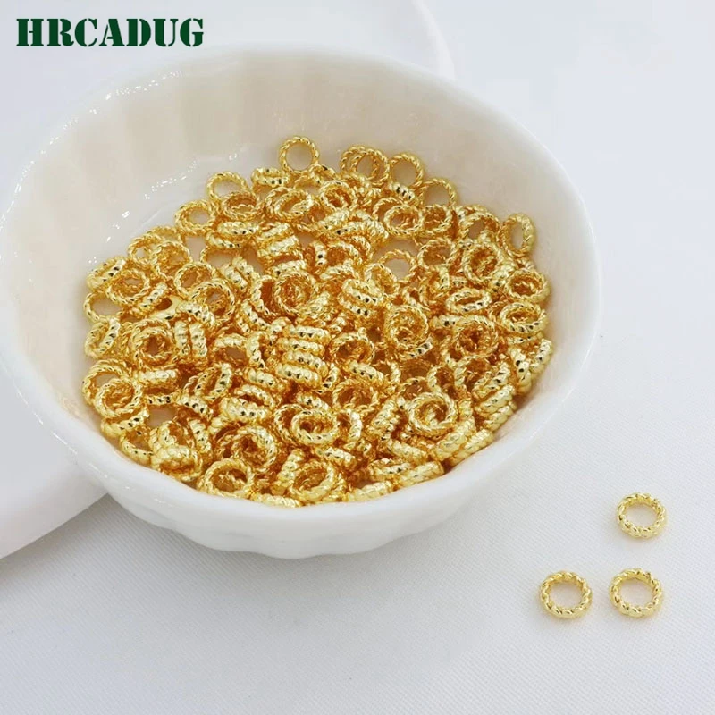 Wholesale 5.7mm Close Ring 18K Gold-Plated Twist Jump Rings DIY Handmade Jewelry Making Accessories Supplies Component Findings