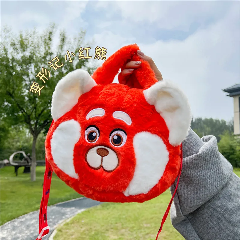 

20cm Disney Turning Red Plush Messenger Bag Cute Bear Shoulder Bag Anime Kawaii Soft Stuffed Plushie Bags Kids Girl Birthday Gif