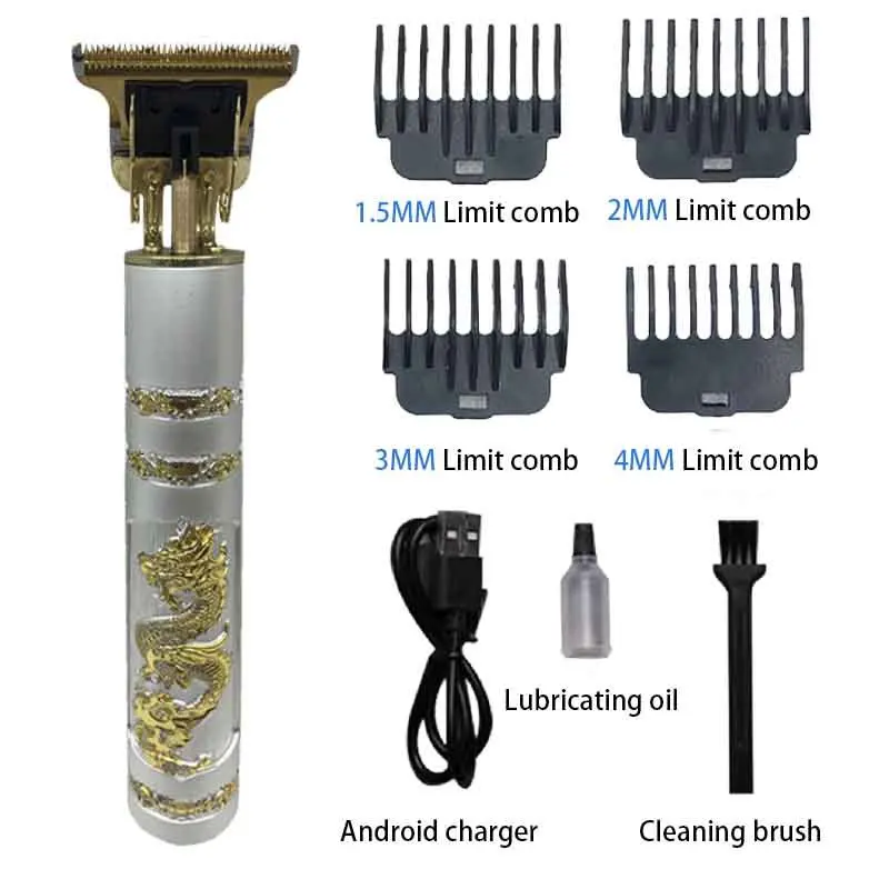 

Professional Hair Trimmer Men's Hair Clipper Zero Gap Cordless Beard Shaver Barber Cut LED Display Retro Engraving Hair Cutting