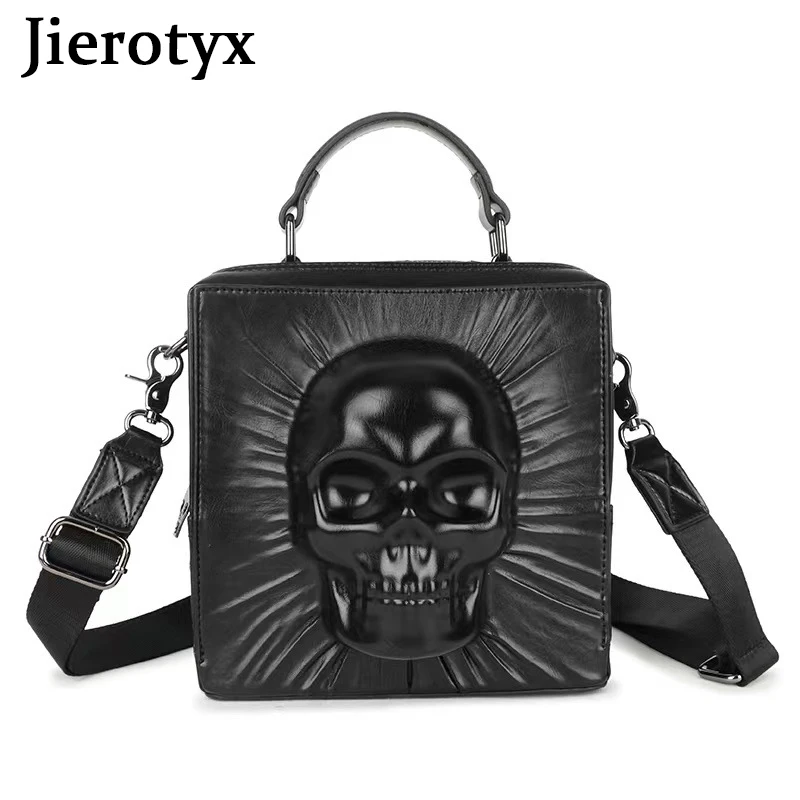 JIEROTYX 3D сумка с черепом для женщин, женская сумка через плечо с ручкой, индивидуальные сумки для сотового телефона в стиле панк, макияж