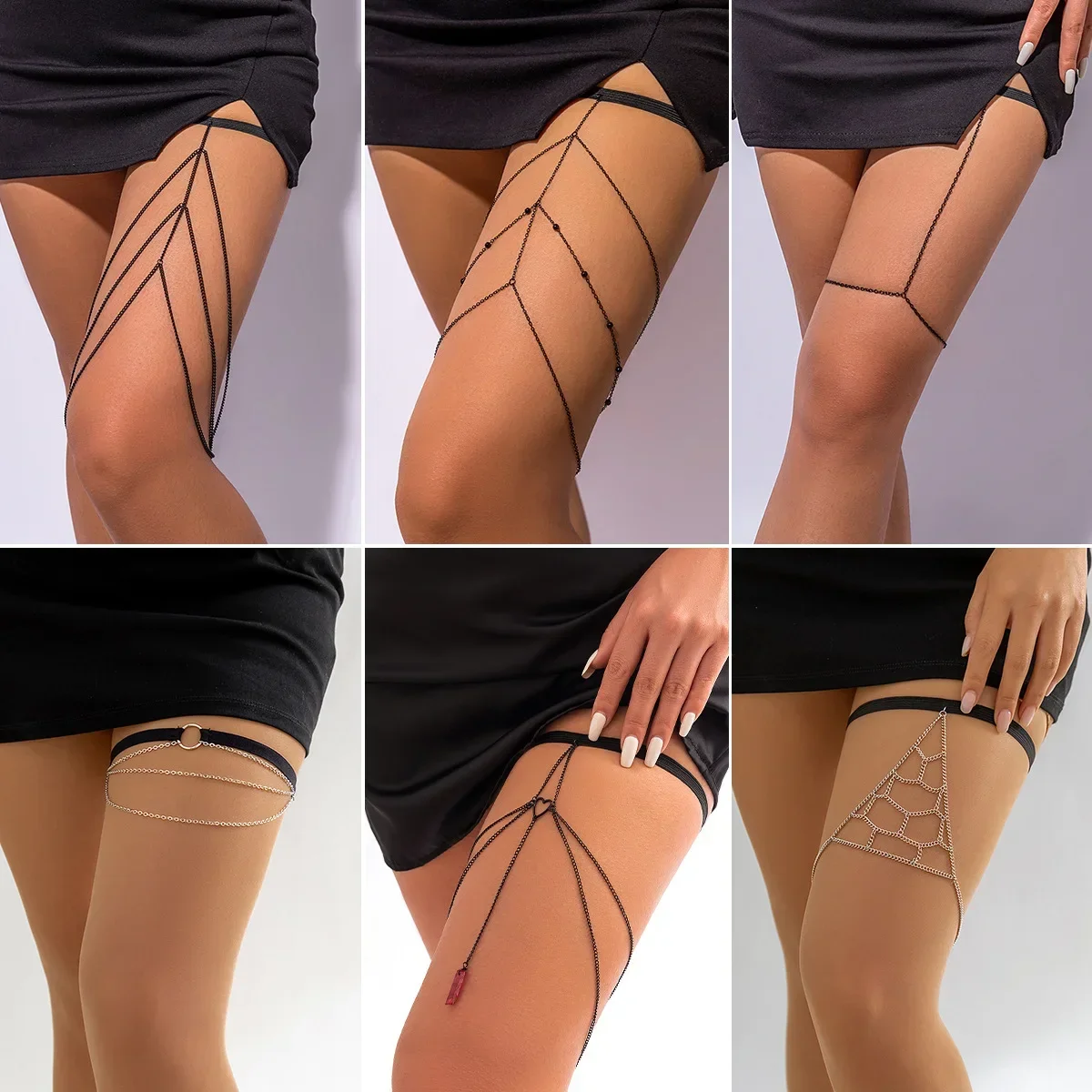 Металлическая цепочка на бедро Женское кольцо-подвеска для танцев эластичная