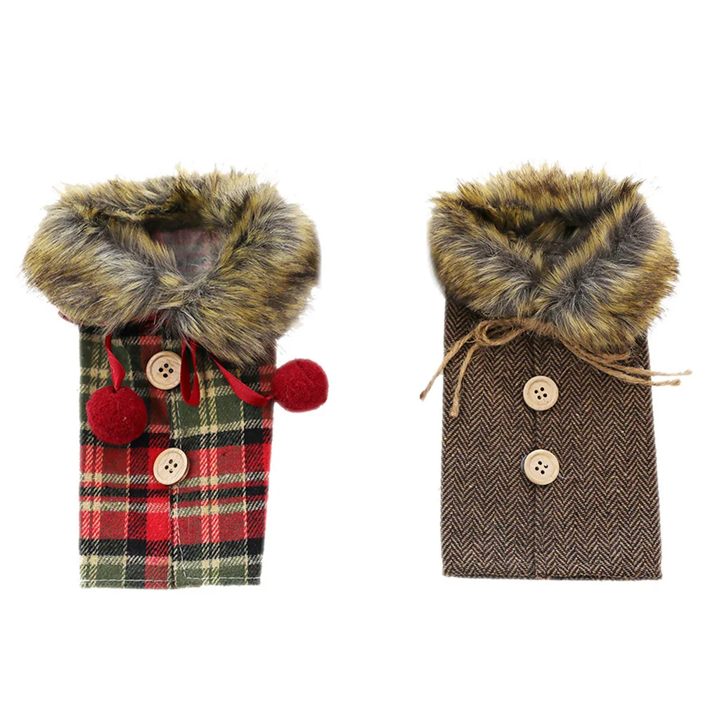 

Christmas Sweater Wine Bottle Cover Collar Button Champagne Bottle Coat Xmas Party Decorations