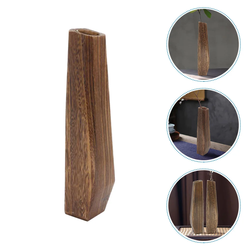 

Vase Flower Wooden Decorative Woodvases Pot Terrarium Floral Tall Natural Tabletop Bonsai Bud Centerpieces Home Container Decor