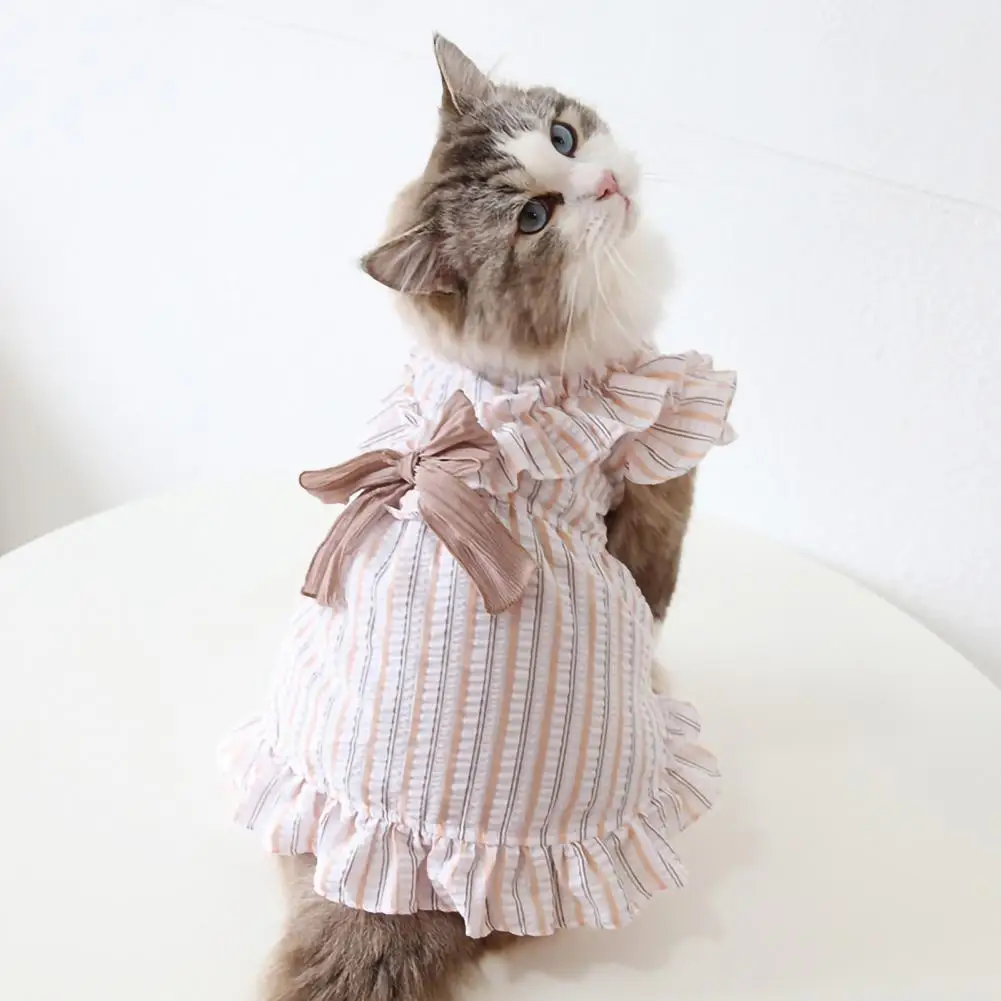 

Cute Dog Skirt Washable 5 Sizes Pet Dress Good Ductility Striped Dog Outfit