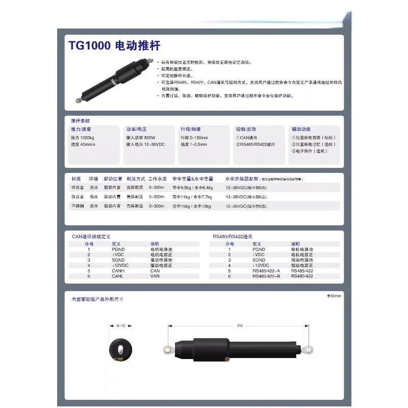 TG1000 Электрический нажимной стержень/Катетер thruster/подводный thruster/глубоководный