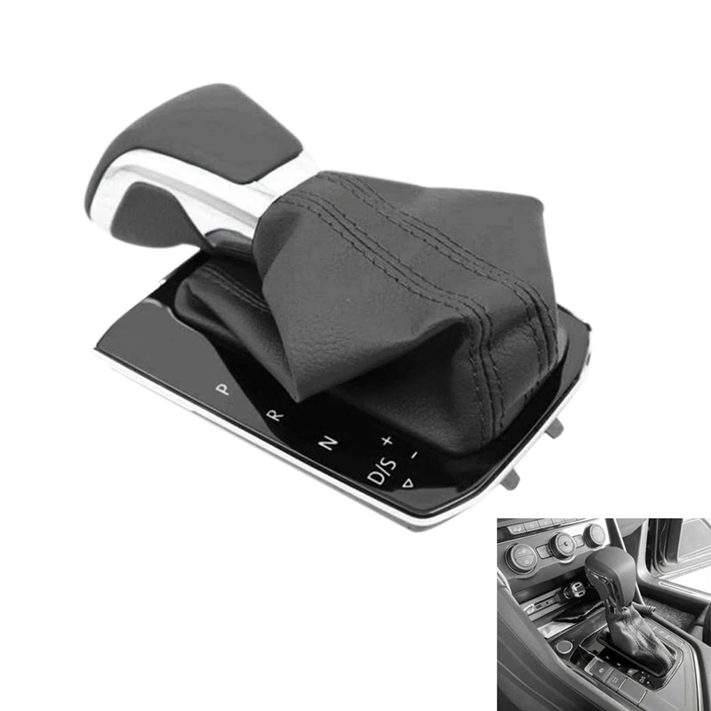 

AU05 -5NG 713 203 5NG713203 Automatic Gear Stick Shift Lever Head Ball with Leather Boot Dust Cover Panel for Tiguan 17-19
