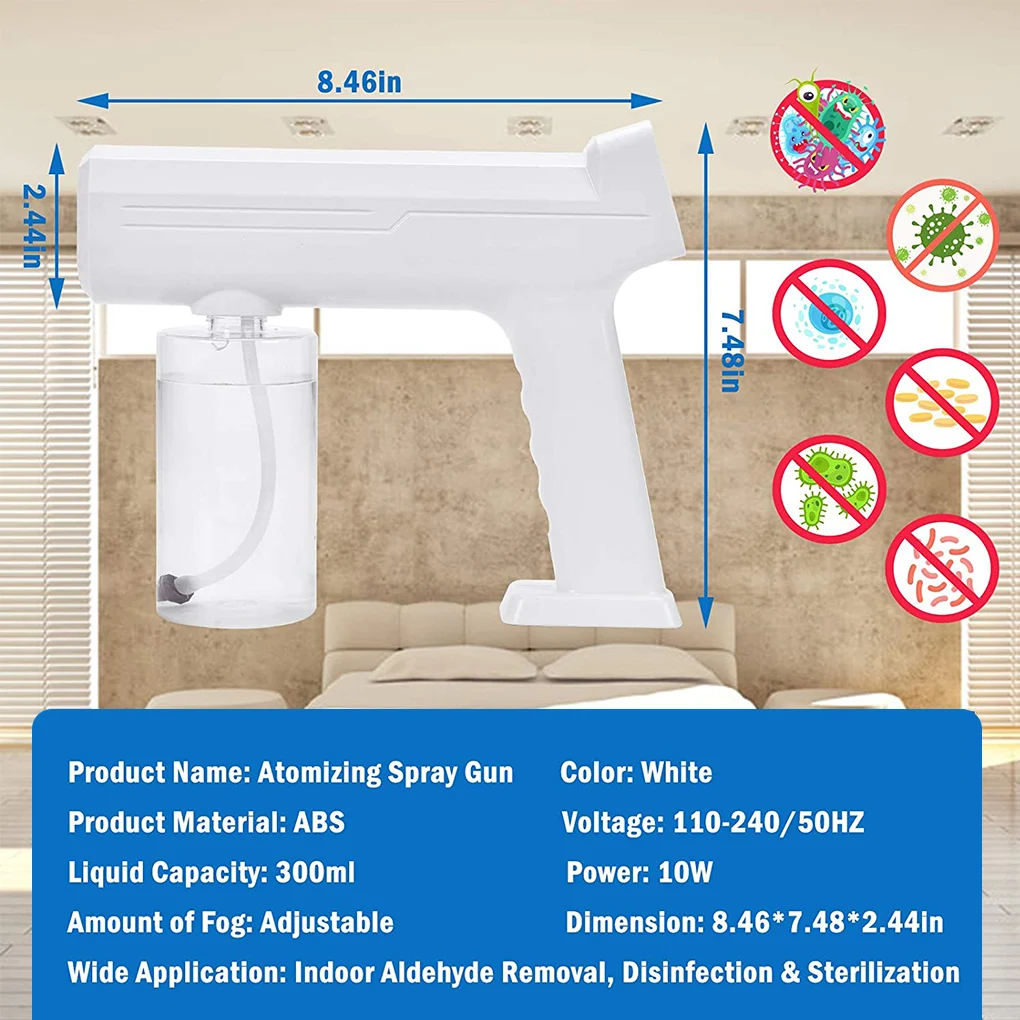 

Wireless Gun Disinfectant Sprayer Handheld Blue-ray Nano Steam Sterilization Nebulizers 2m Spray Distance Sanitizing Sprayer New