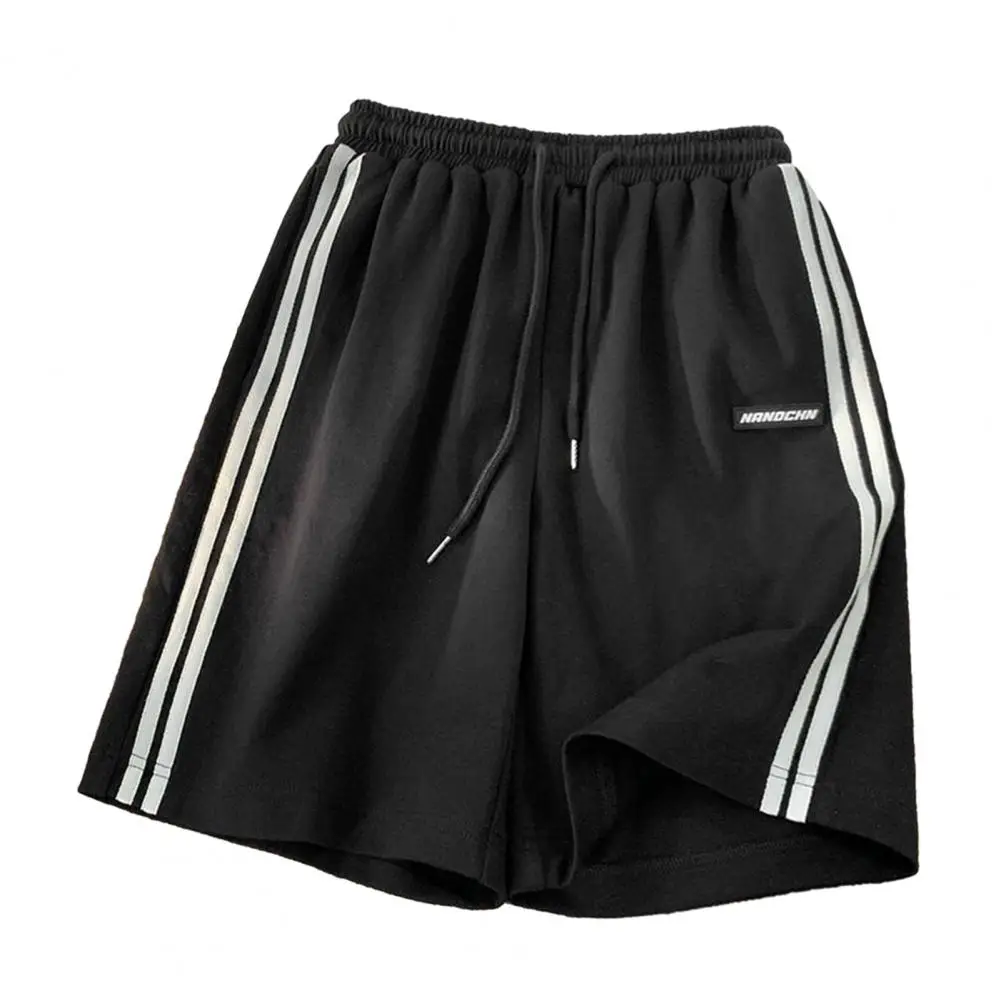 

Lady Knee Length Shorts Breathable Sport Jogging Shorts for Women Elastic Waist Knee Length Striped Contrast for Summer Women