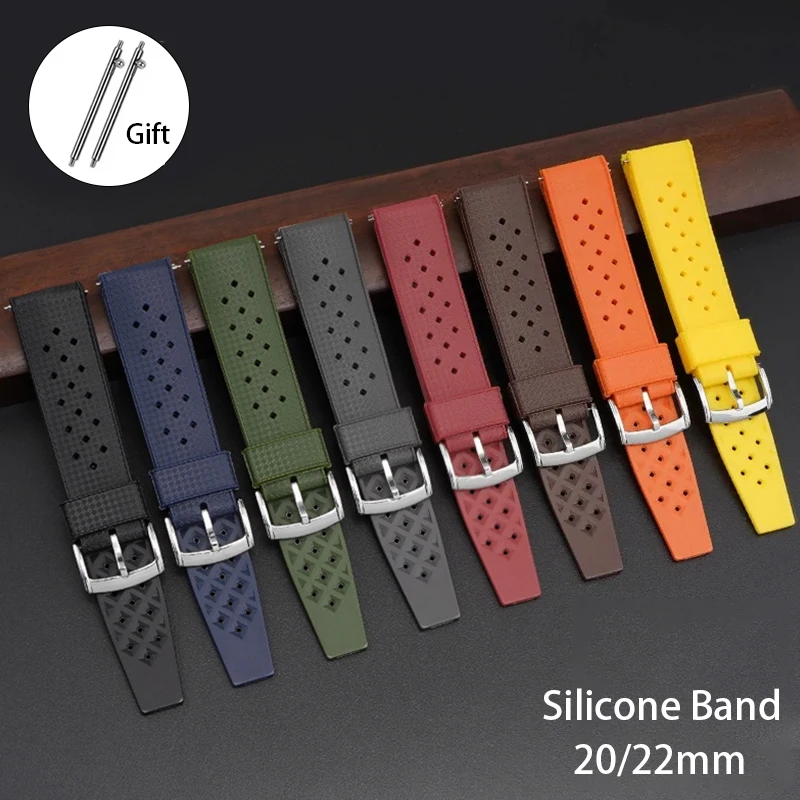 Новый силиконовый ремешок Tropic 20 мм 22 для Seiko часов Huawei резиновый