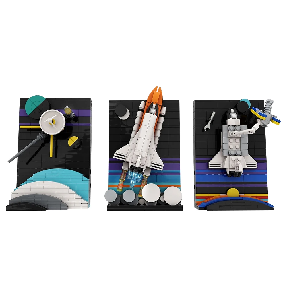 Фото Gobricks MOC Tales of the Space Age 2, модель кирпича, зонд Cassini, украшение Сатурна, строительный блок, живопись, развивающие игрушки, подарок №4