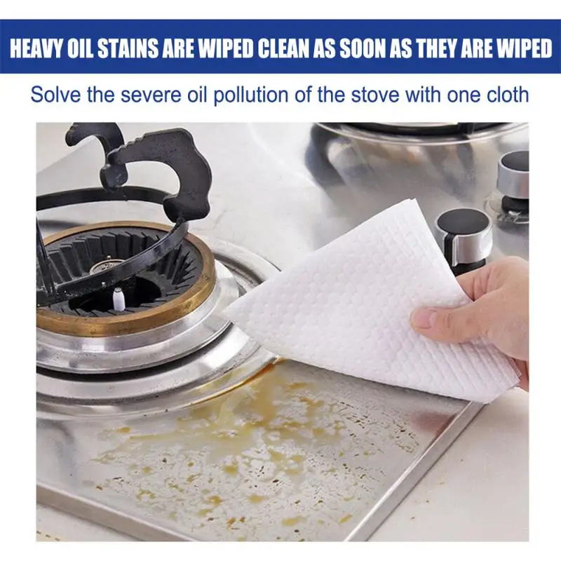 

10pcs/bag Disposable Cleaning Paper Towel Heavy Oil Stain Cleaning Wipes Kitchen Range Hood Stove To Remove Oil Stain Wet Wipes