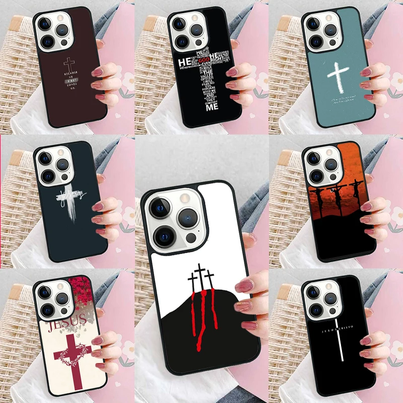 Мягкий чехол для телефона с крестом Христа Иисуса и Библии iPhone 16 Pro 13 14 Plus 11 12 Mini XR XS