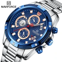 naviforce business quartz calendar male watches waterproof stainless steel men wristwatch with luminous hands relogio masculino