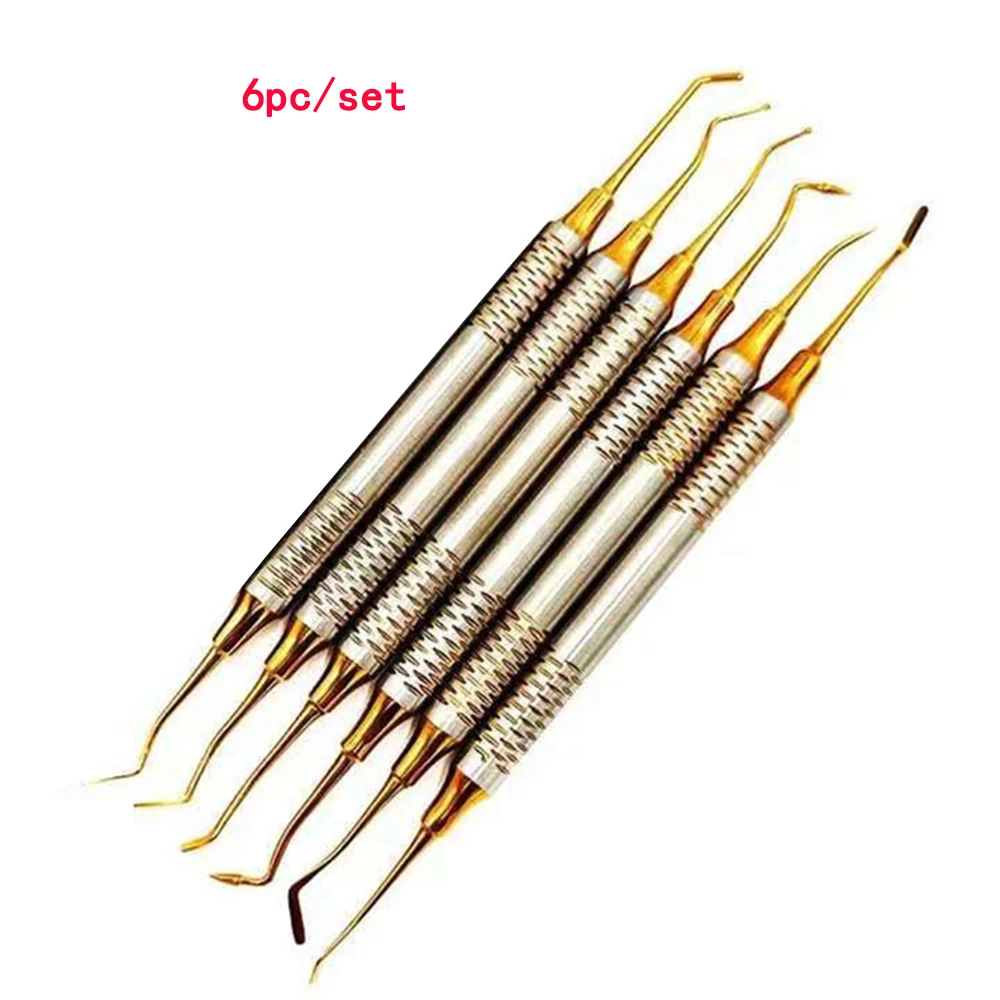 6Pcs/Kit Dental Composite Resin Filling Spatula Resin Filling Repair Dentist Tools Instrument Titanium Plated Restoration Head
