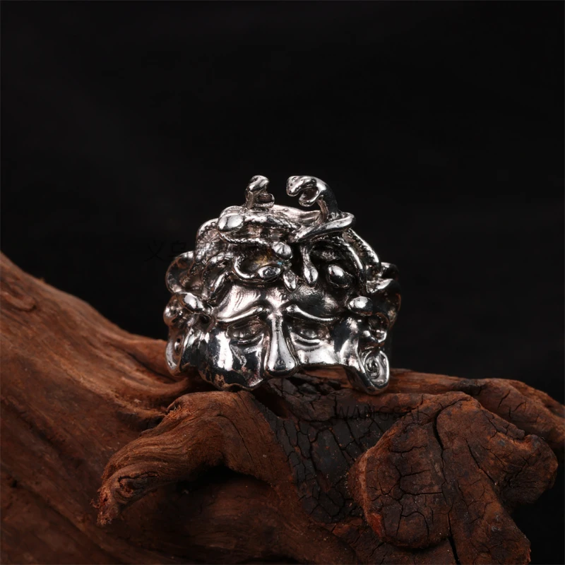 Vintage Greek Mythology Half Face Medusa Women's Ring Daily Versatile Punk Hip-hop Gothic Snake Fashion Jewelry Y2k Party Gift