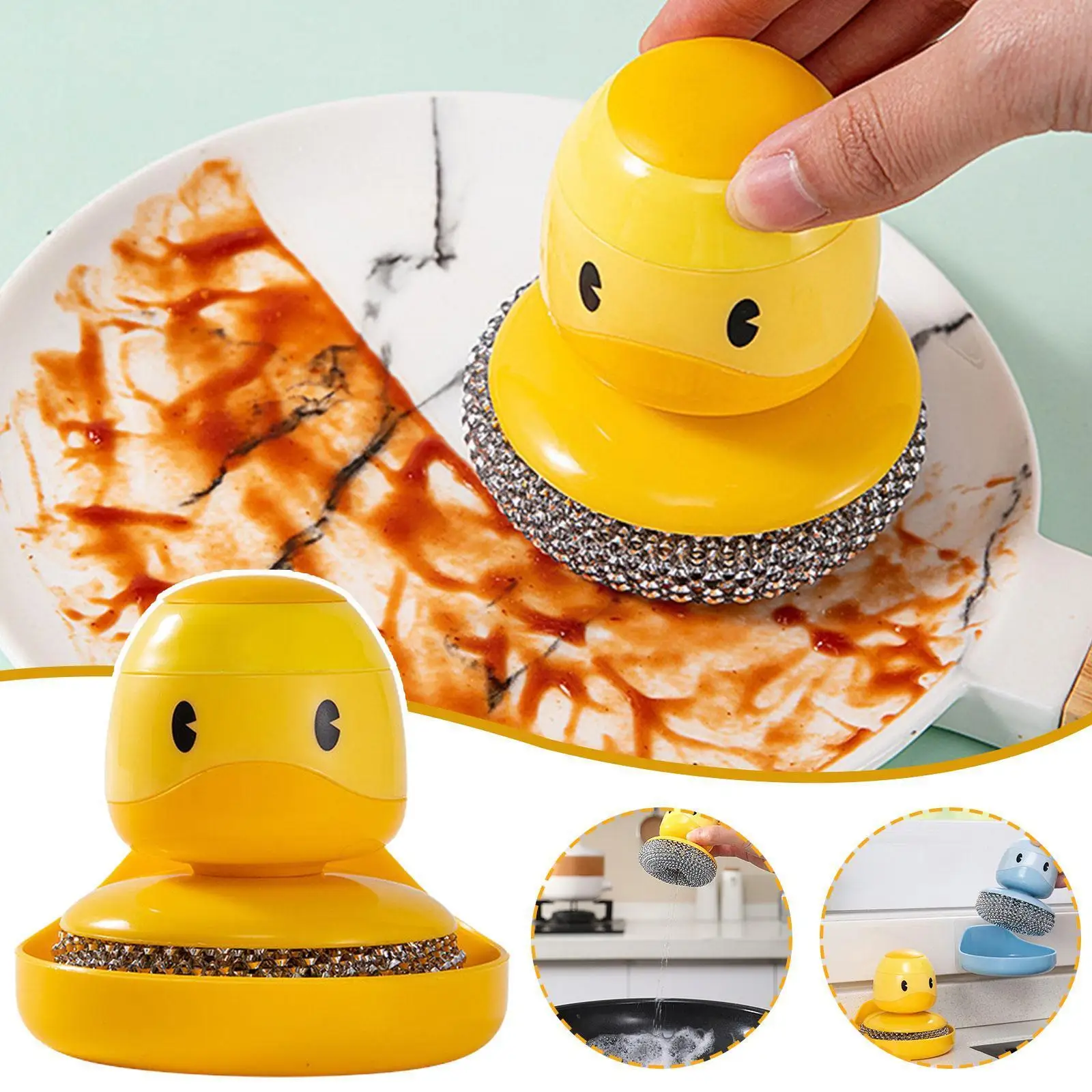 

Pot Brush Automatic Filling Artifact Small Yellow Ball Press Brush Cleaning Pot Kitchen Ball Can Ball Cleaning Steel R1v3