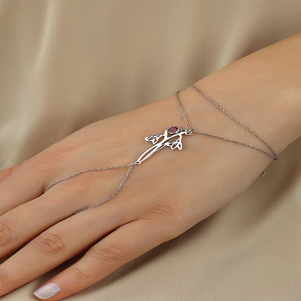 

Custom Personality Birthday Flower with Birthstone Bracelet for Women Stainless Steel Vertical Pendant Bracelet Jewelry Gift New