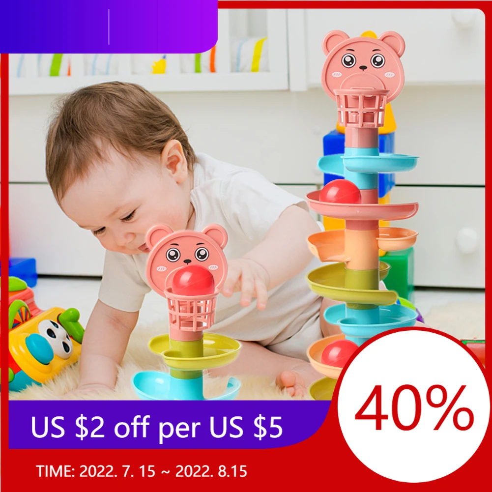 

Baby Puzzle Kids Fun Track Turn Around 0-3 Years Old Track Rolling Ball Mental Sliding Ball Tower Early Education Assembling Toy