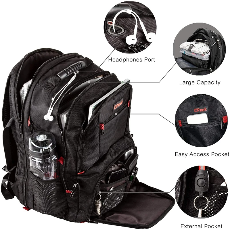 

18.4 Laptop Backpack Extra Large Backpack TSA Friendly Durable Travel Backpack , Anti theft & Secure, Water-Resistant Big Busine