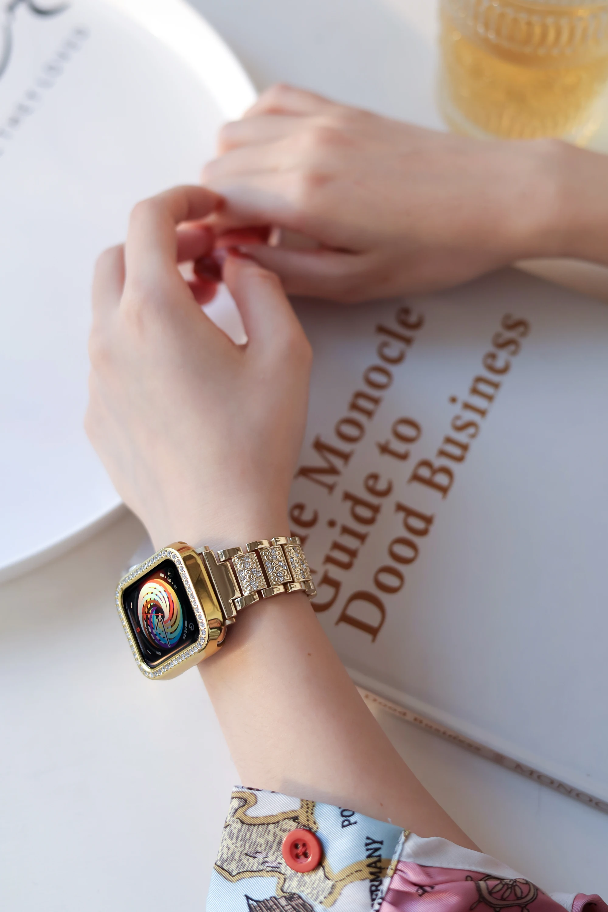 

Band+case for Apple Watch diamond series5 4 3 21 metal female strap for iwatch 38mm40mm42mm44mm replacement bracelet accessories