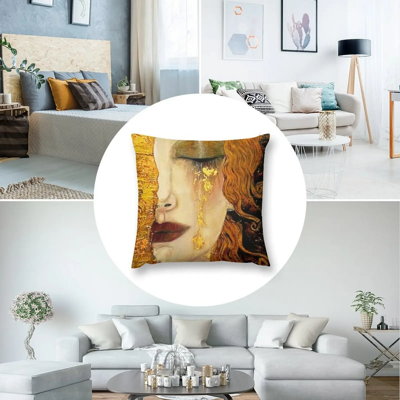 Декоративная подушка с принтом &quotСлёзы Густава Климта Фрейя&quot