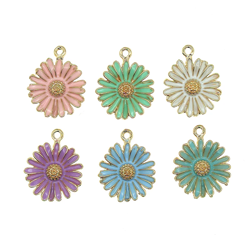 10pcs/lot chrysanthemum flower charm enamel charms for jewelry making and crafting fashion bracelet pendant XL665 - купить по