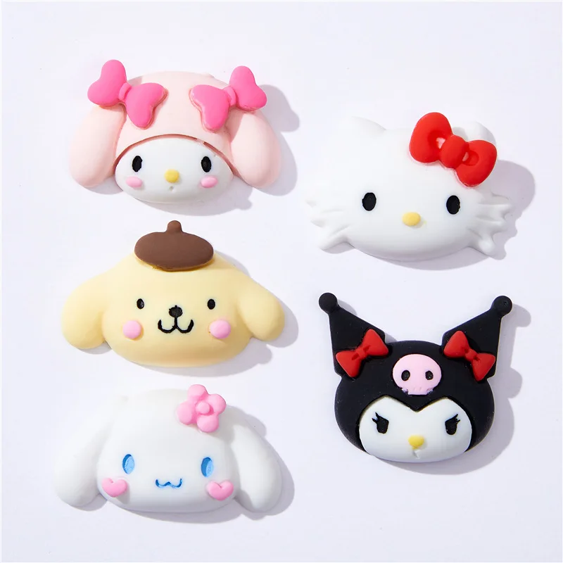 

10Pcs Hello Kittys Kuromi Resin Accessories Decorative Patch Sanrios Anime Kawaii Cartoon My Melody Cinnamoroll Pompom Purins