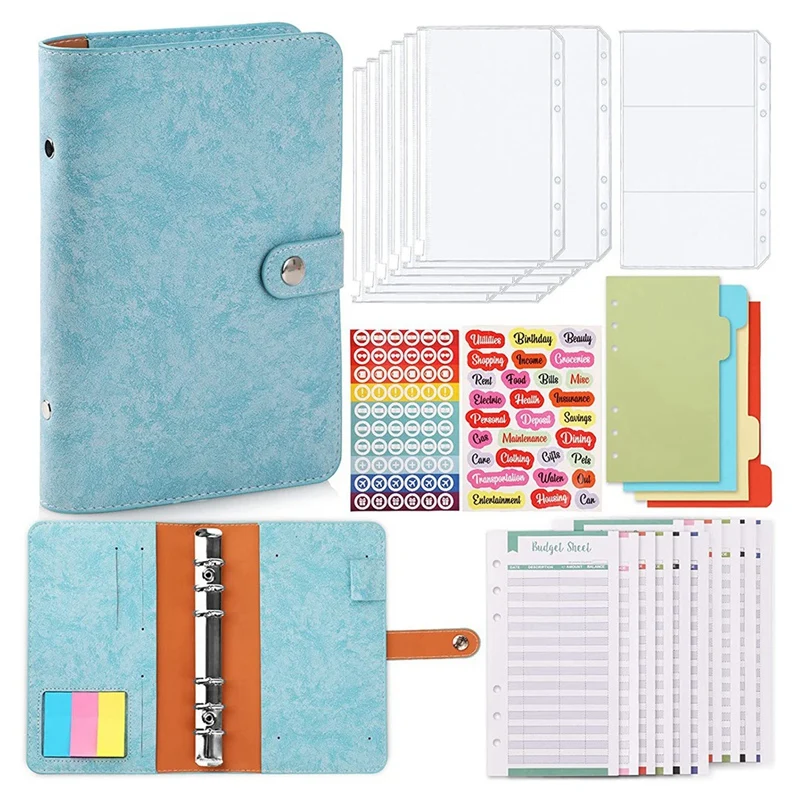 

A6 Binder Budget Notebook,32Pc Ring Binder A6 Budget Planner With Clear Plastic Money Envelopes Organizer Binder Cover