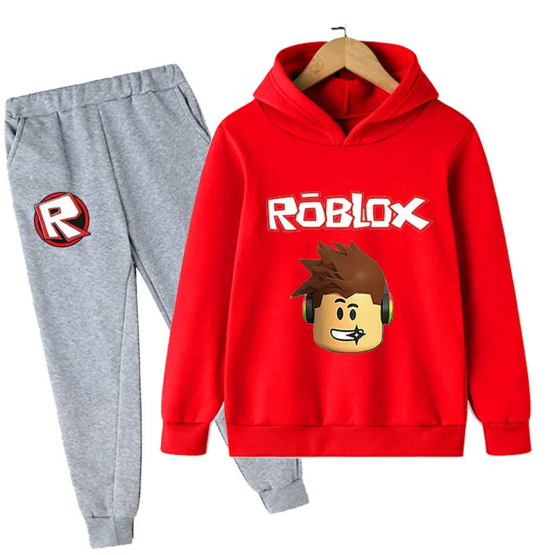 

Зимние наряды для мальчиков и девочек Robloxing, детская одежда, детские толстовки и штаны, комплект из 2 предметов, детский Забавный Повседневны...