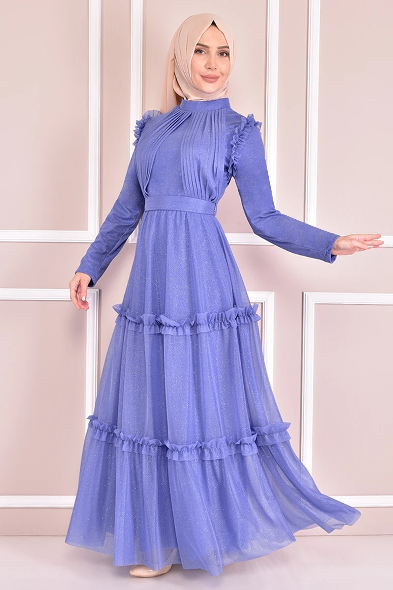 

Silvery Dress Blue LIY2102