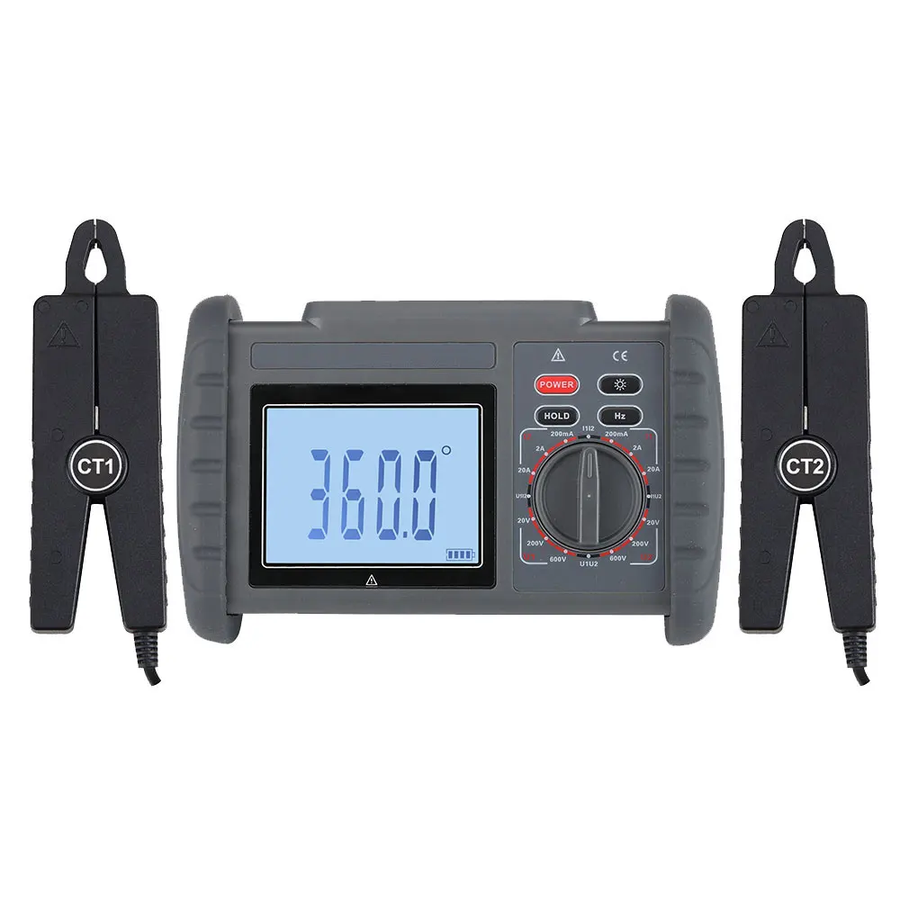 

FR2010+ Double clamp digital phase voltmeter for voltage, current, frequency, and phase measurement