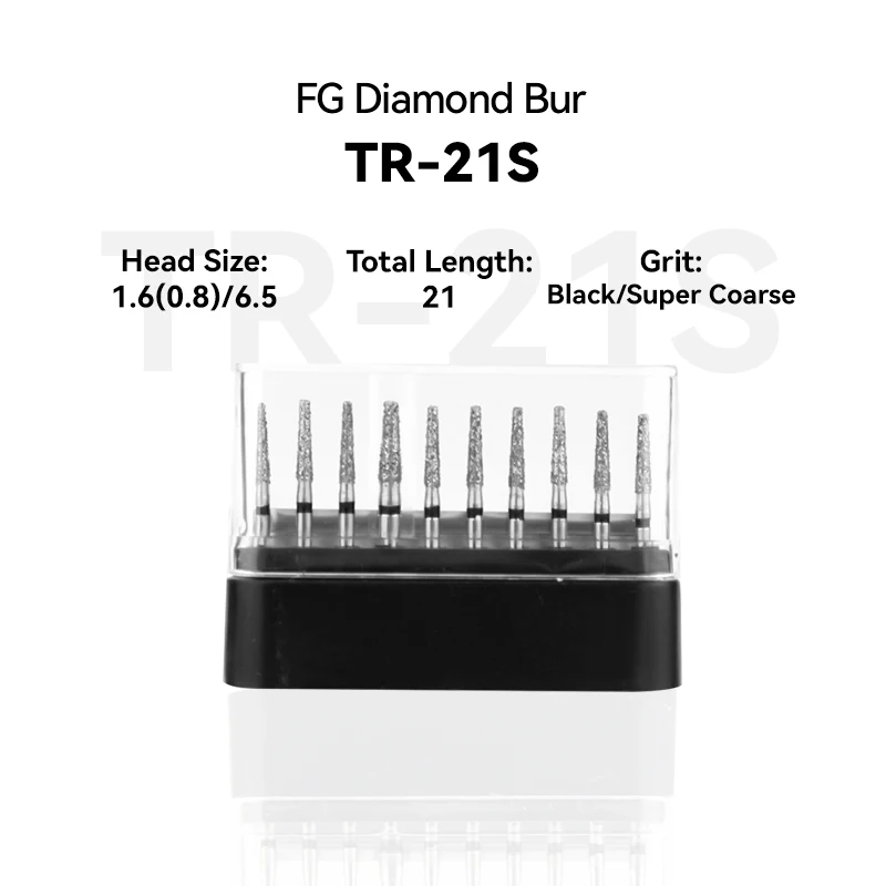 

1Set Dental Clinic Products TR-21S 197-016S Diamond Bur FG High Speed 1.6(0.8)/6.5 21.0 Black Super Coarse Medium Intra-oral