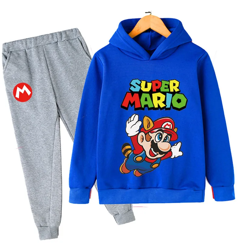 

Fashion Super Marios-bros Children's Clothing Hoodies Sets 2PCS Kids Tops+Long Pants Two-piece Children Clothing 4-14 Years Suit