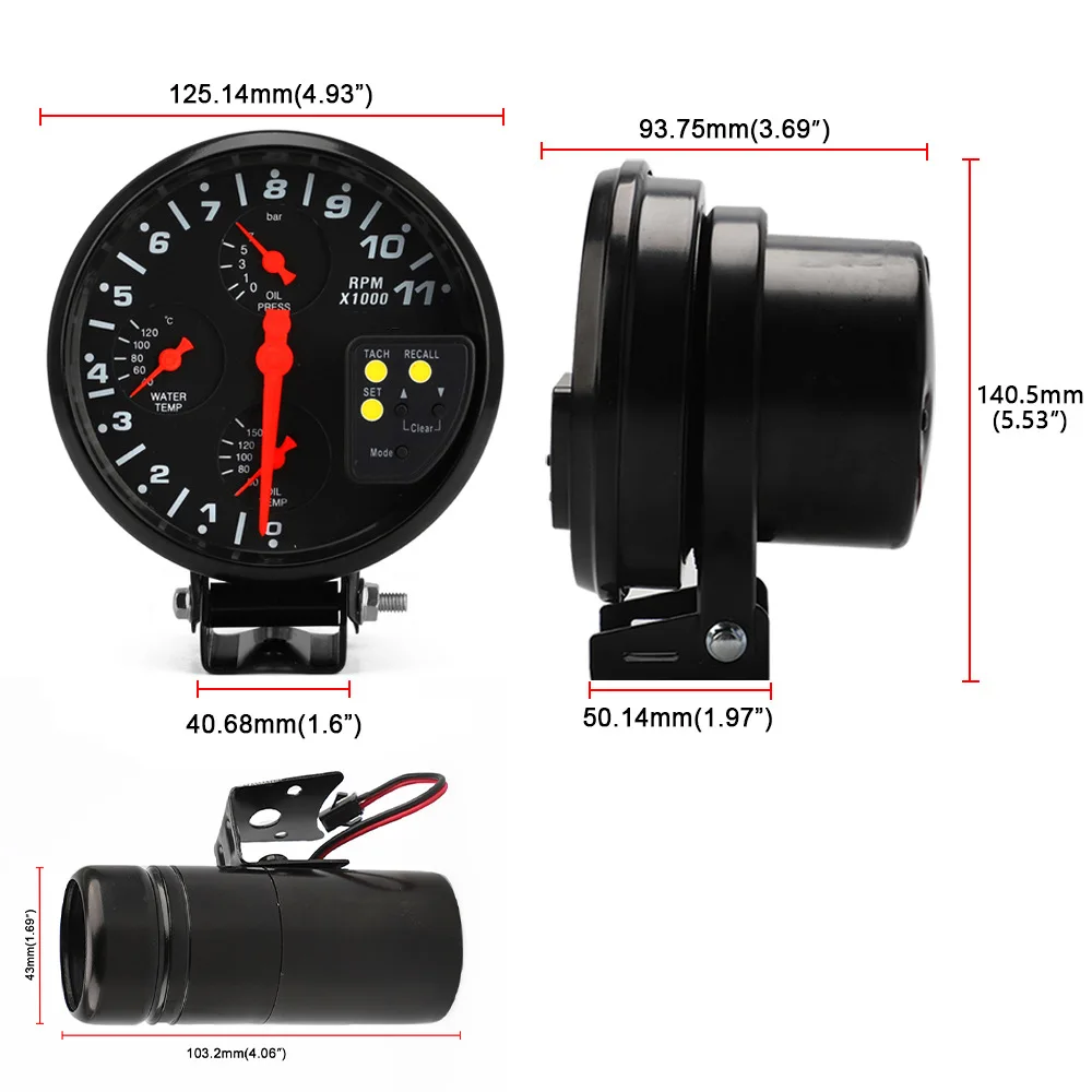 Универсальный измеритель давления масла и воды спидометр