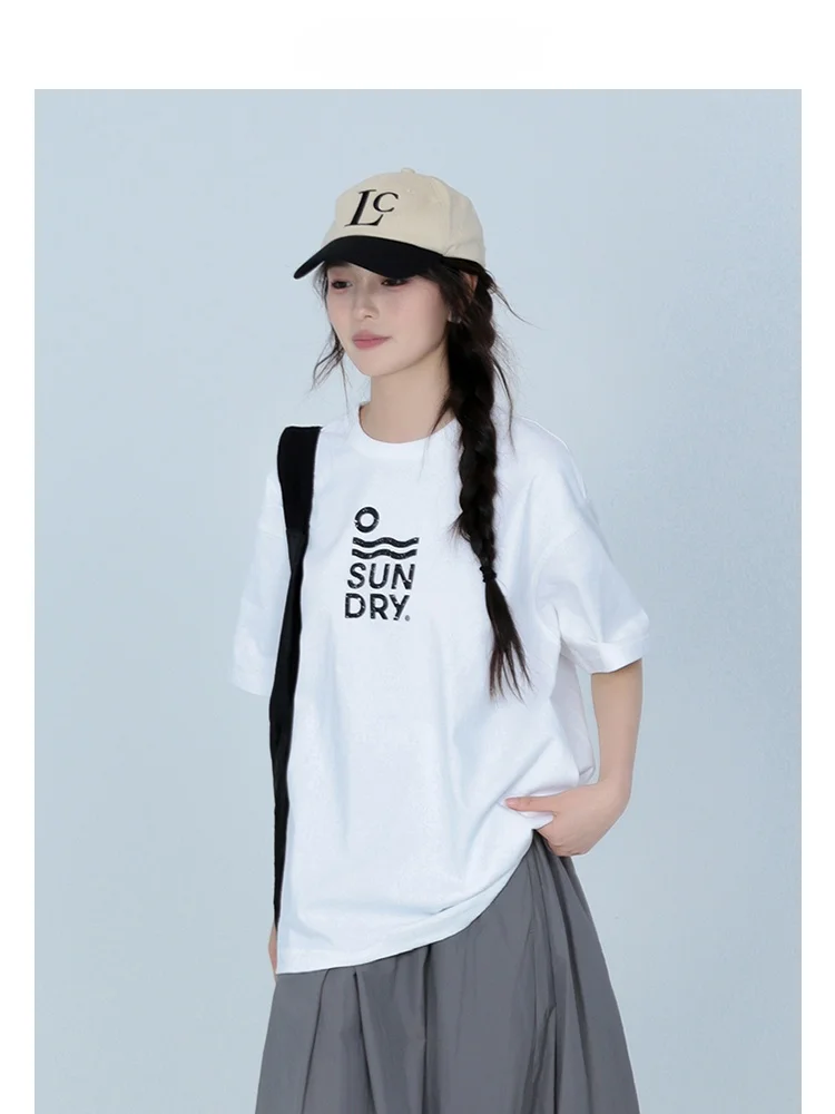 Oussez женская футболка с короткими рукавами и принтом в стиле ретро лето 2024