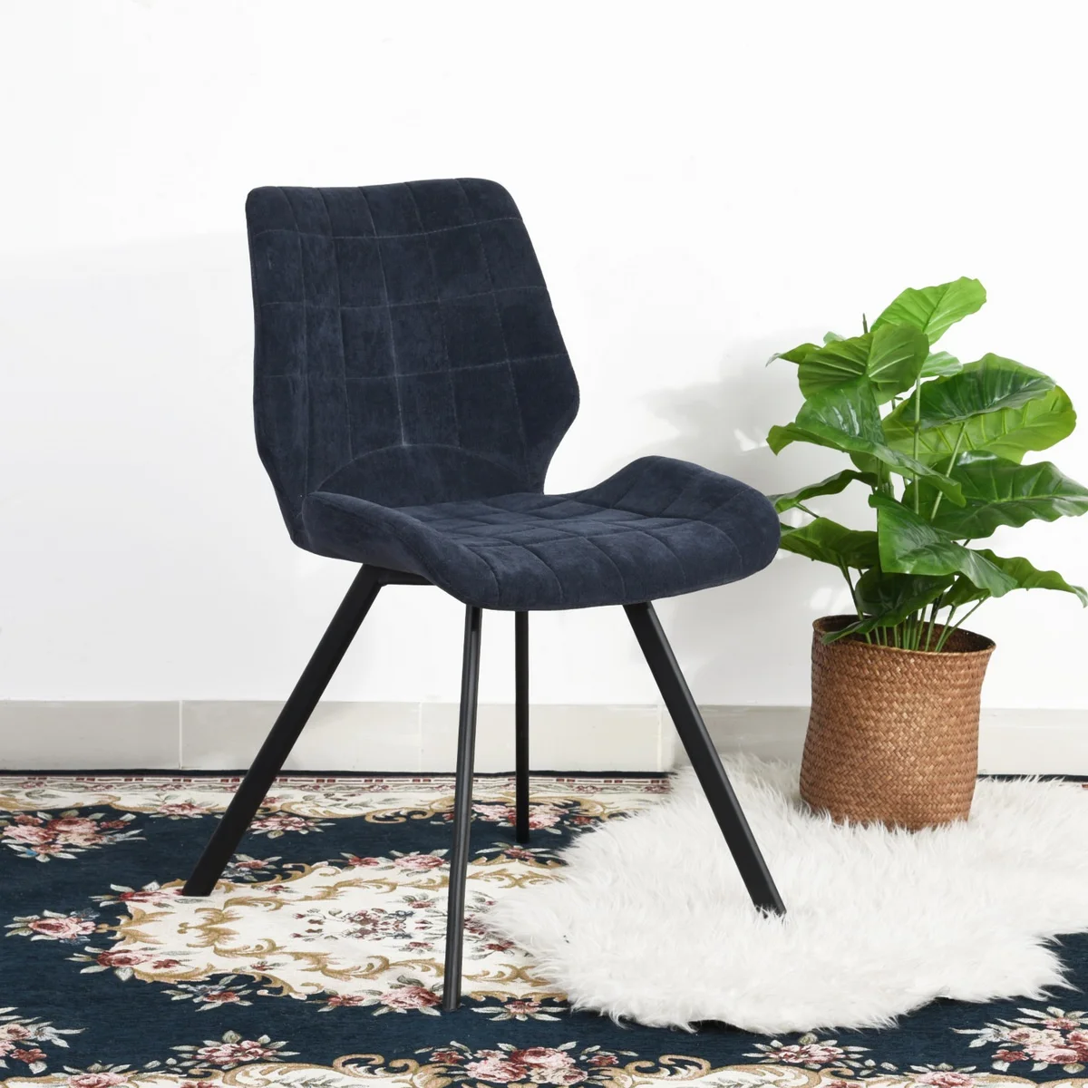 

Fabric Dining Chairs, Dark Blue (Set of 2)