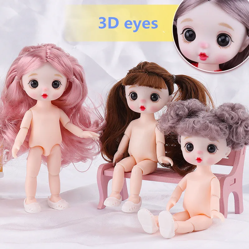 

16cm BJD Doll Body Nude Doll Make-up Change 13 Joints Can Move 3D Eyes 8 Minutes BJD Princess Doll Girl DIY Toy Dress Up Gift