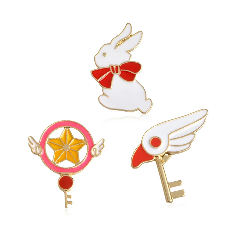 1 Sha Zhan S White Rabbit Bird Star Keychain 2 Cute Animal 3 Lovely Enamel Pin Cartoon Brooch Lapel Badges Jewelry Gift Funny