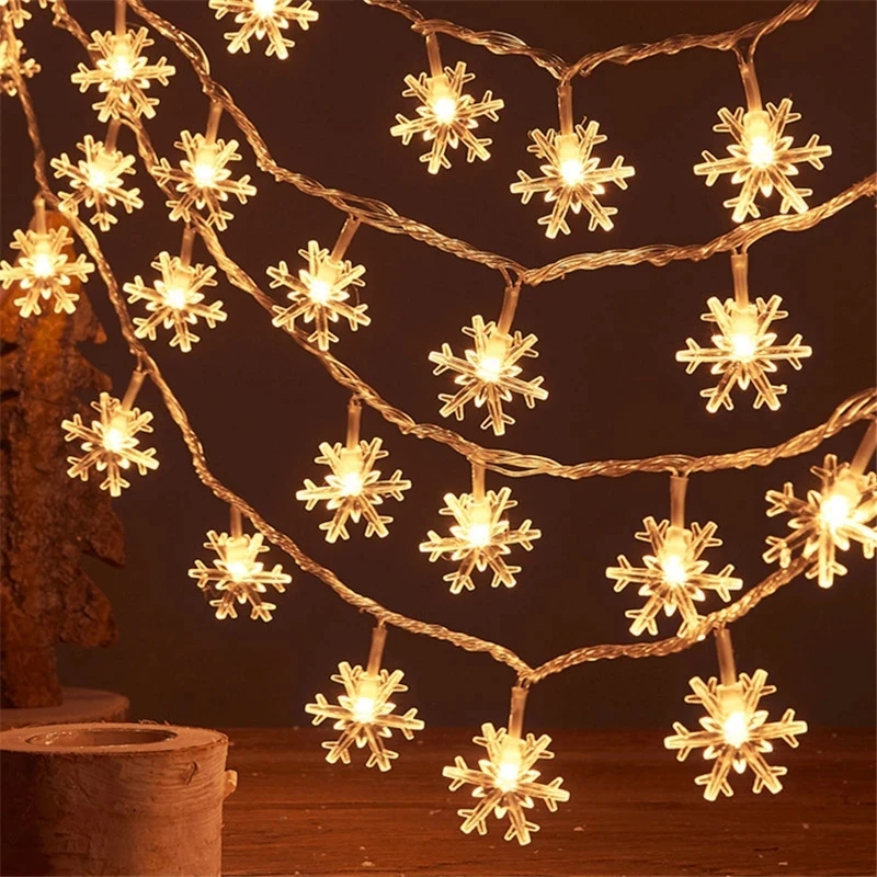 

LIGHT 1.5M 10LED 220v Snowflake LED Fairy Lights Flash String Lights Battery Wedding Party Christmas Lights Decoration Garlands