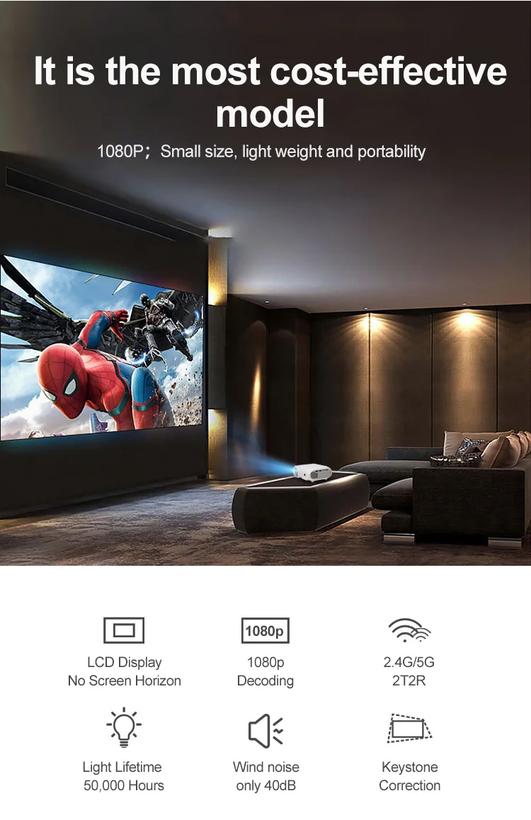 Беспроводной домашний кинотеатр Full HD Wi-Fi 1080P 4000 лм |