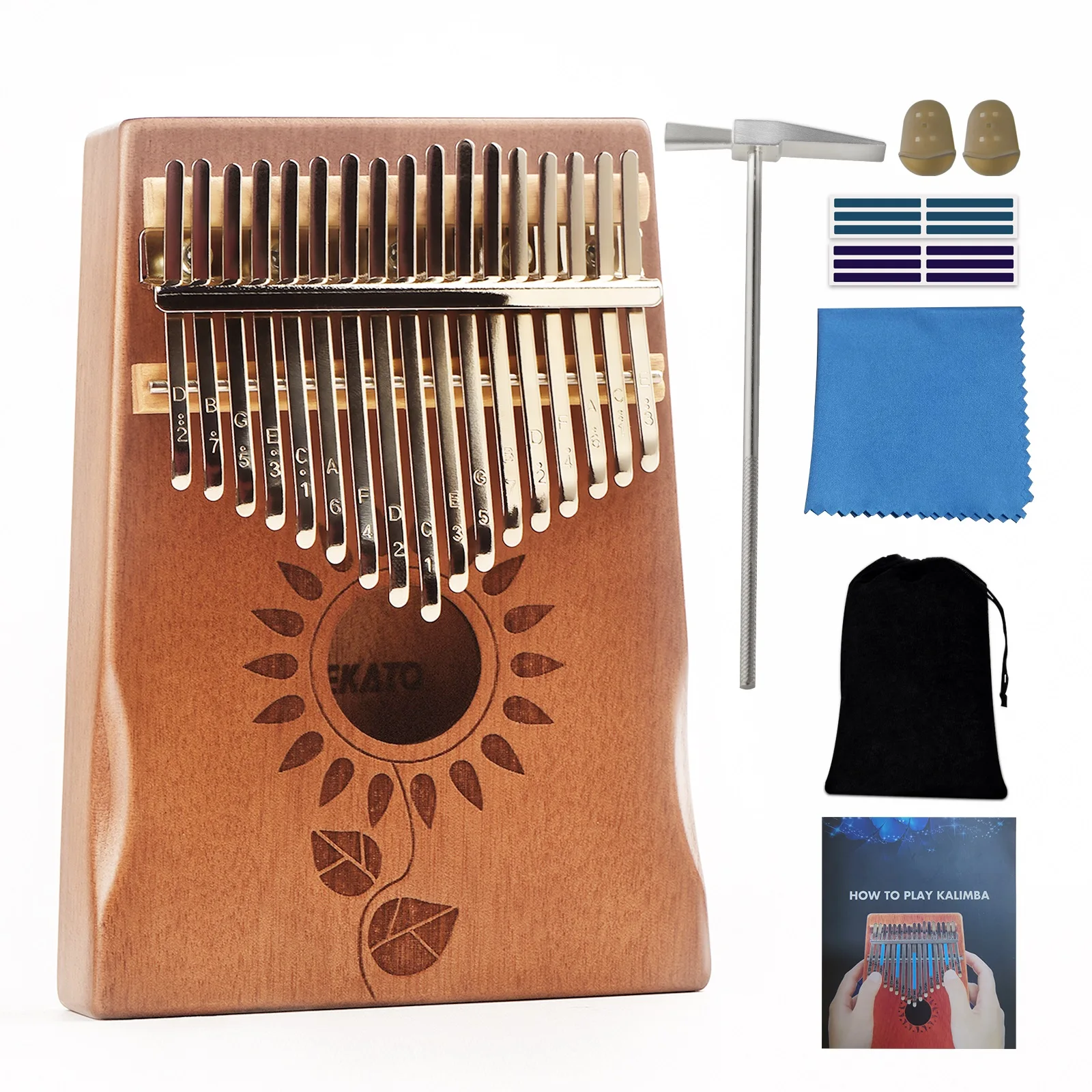 

Kalimba Thumb Piano 17 Keys Kalimba Music Machines Kid Professional Musical Pianos Keyboard Finger Piano with Learning Book