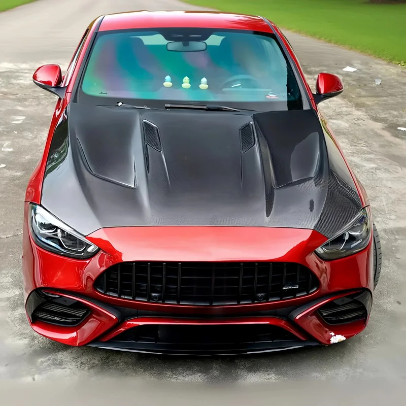 Фото Карбоновый капот (черный) с креплением на винтах, подходит для W206 GT, детали для внешнего тюнинга №1