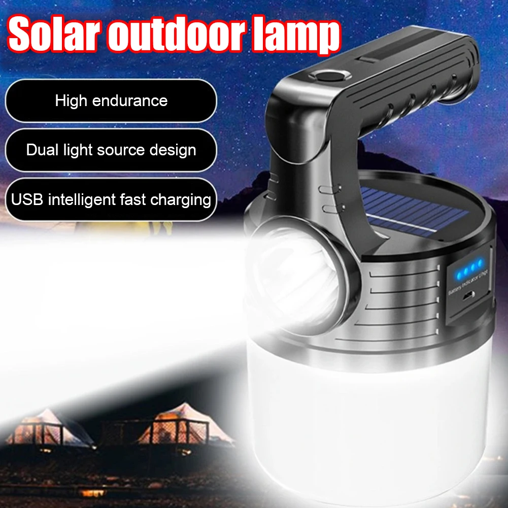 

Светодиодный светильник рь для кемпинга на солнечной батарее, уличный фонарь для поиска, лампа для палатки с зарядкой от USB, портативные фон...