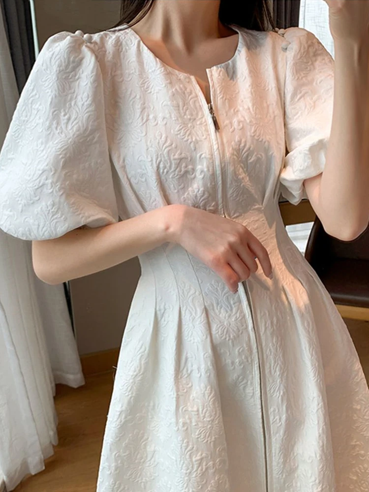 

Женское офисное платье средней длины, Элегантное повседневное однотонное белое платье трапециевидной формы в винтажном стиле, лето 2022