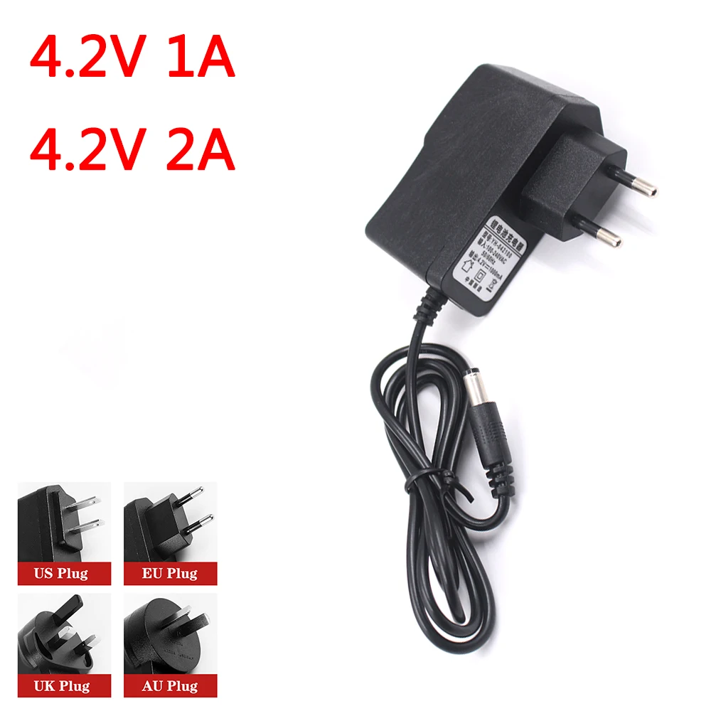 

AC 100-240V DC 4.2V 1A 2A 1000MA 2000MA Adapter Power Supply 4.2 V Volt Charger Plug For 18650 Lithium Battery