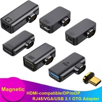 magnetic usb type c adapter to usb 3 1hdmi compatibledpvgamdprj45 4k8k 60hz vedio transfer for laptop phone macbook pro
