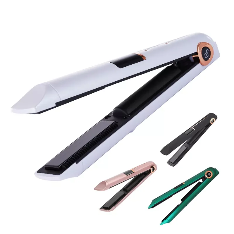 

NEW2022 USB Rechargeable Hair Straightener With Power Bank Lock System Travel Flat Irons Wireless Straightening Hair Curler